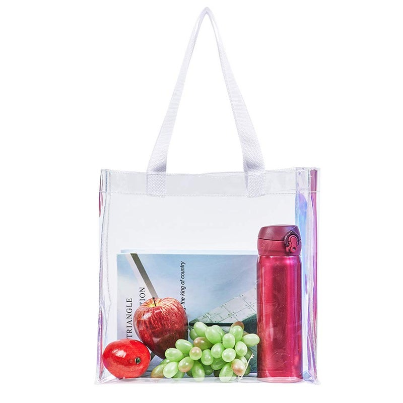 Edraco Clear Tote Bag, 2-Pack Stadium Approved Hologram Clear Bag, Great for Sports Games, Work, Security Travel, Stadium Venues or Concert, 12"X 12"X 6" - Image 3